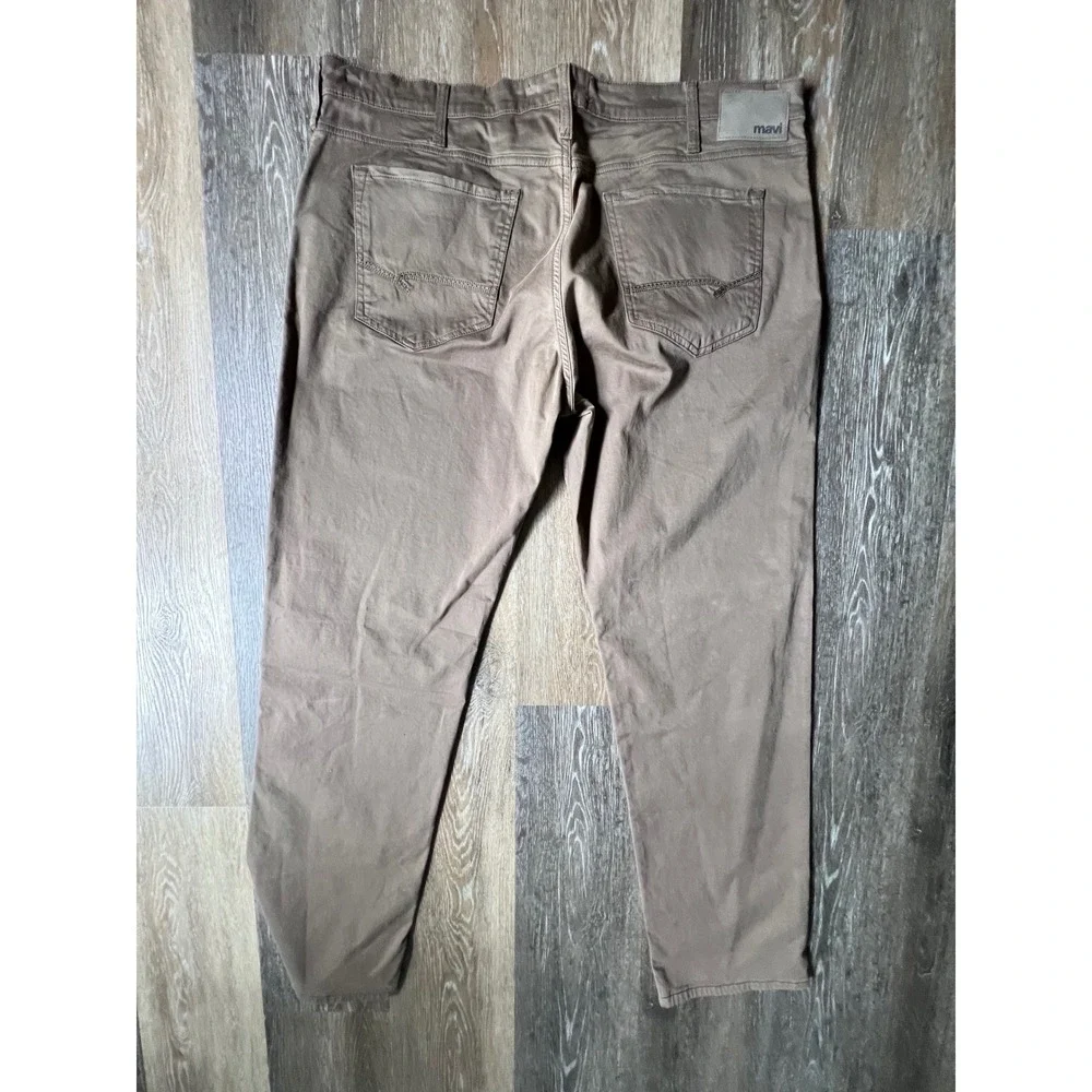 Mavi Matt Relaxed Straight Leg Pants Mens 42/34 Brown Khaki Cotton Stretch 2311